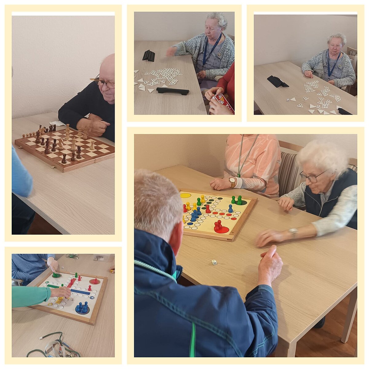 Bewohner spielten Gesellschaftsspiele im Bistro