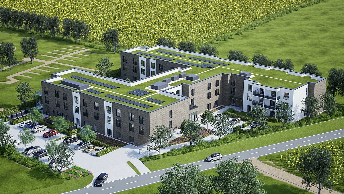 Luftbild des Neubaus in Lotte