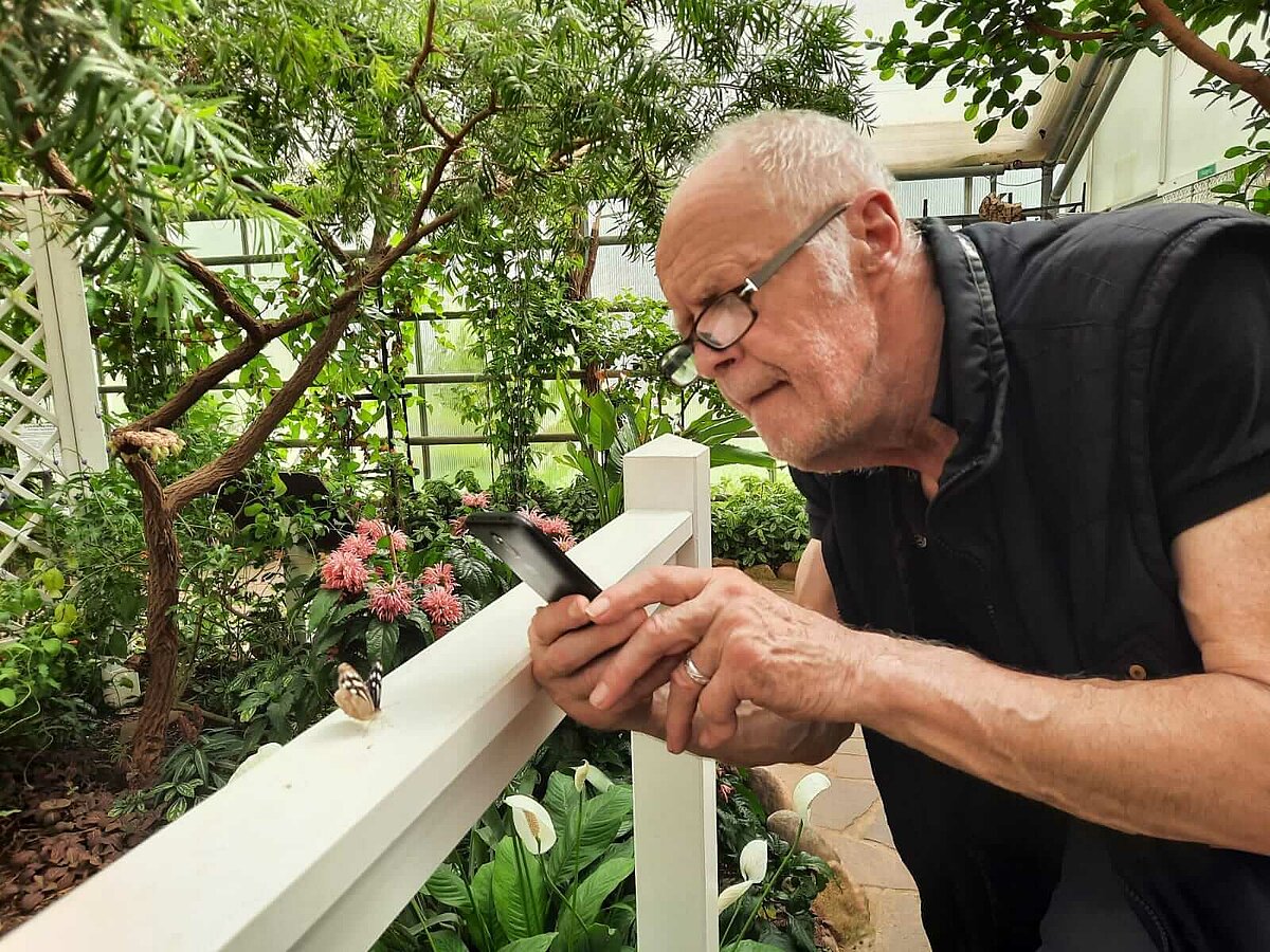 Senior fotografiert Schmetterling