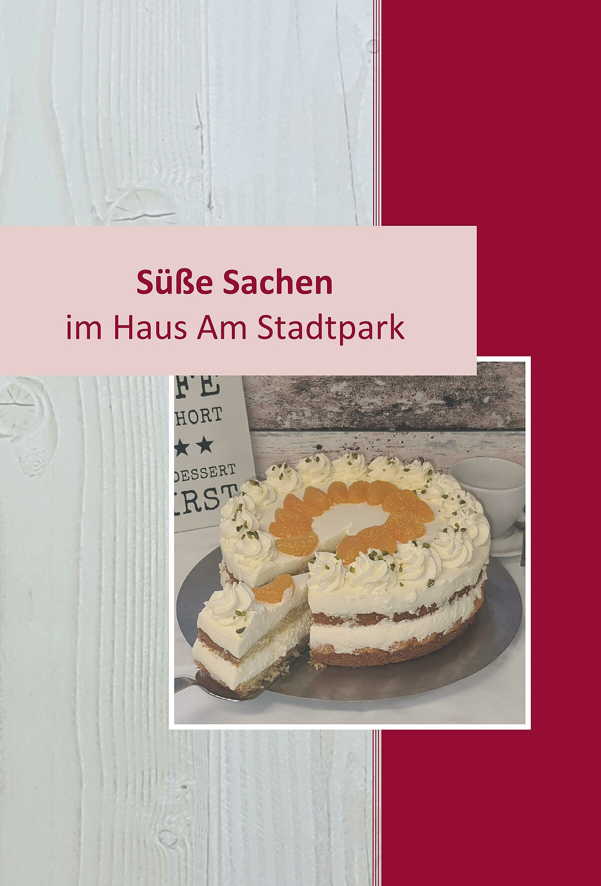 Titelseite Backbuch „Süße Sachen im Haus Am Stadtpark“