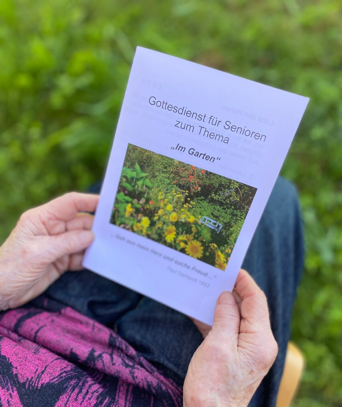 Flyer zum Gottesdienst im Garten des Altenheims Mainbrücke in Marktheidenfeld