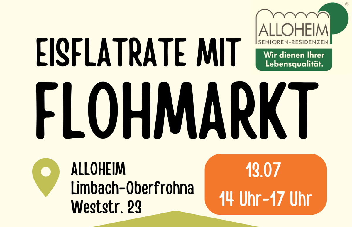 Aushang für die Eisflatrate mit Flohmarkt