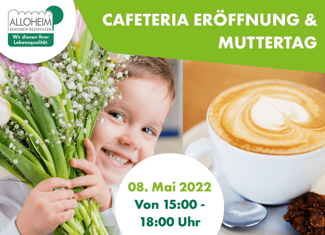 Einladungskarte zur Cafeteria Eröffnung am Muttertag im Seniorenheim "Am Sieberdamm" in Herzberg am Harz