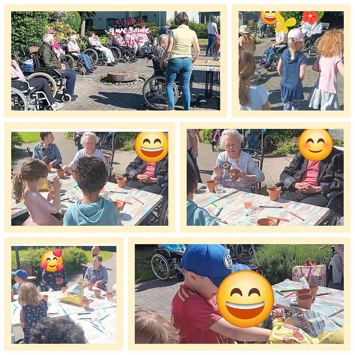 Blumenpflanzen mit den Kita Kindern