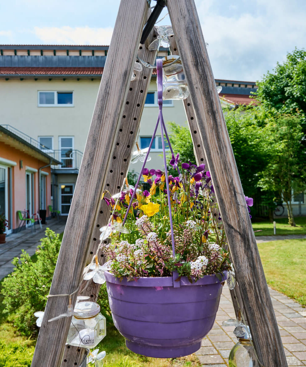 Blumen im Garten der Senioren-Residenz "Siloah" in Wolfertschwenden