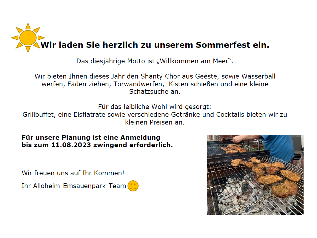 Einladung zu unserem Sommerfest 2023