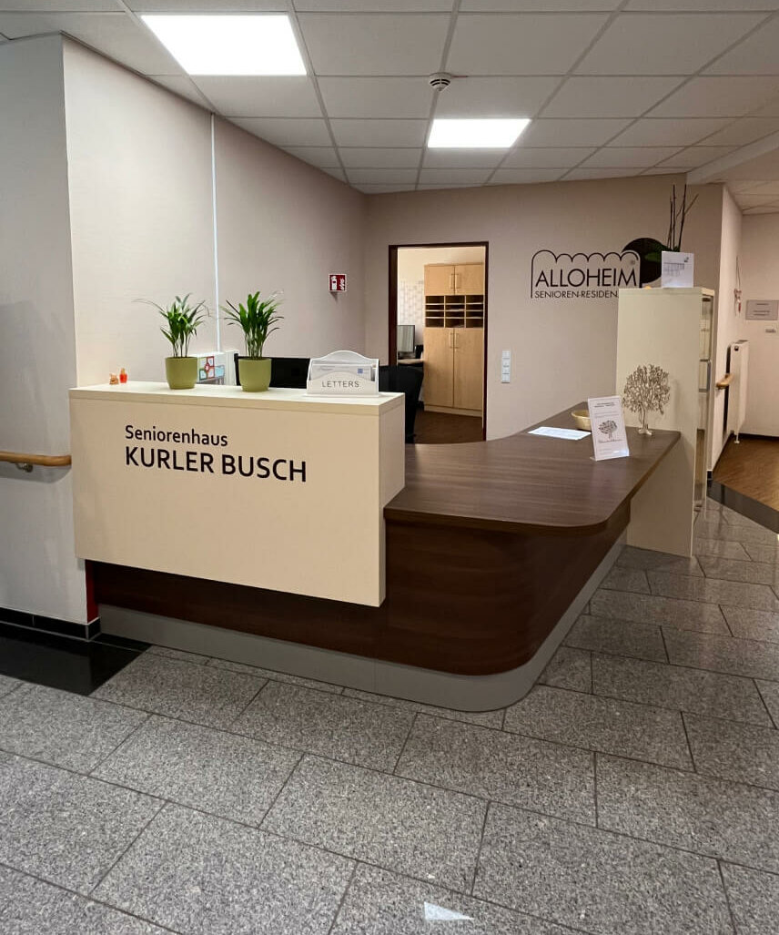 Empfangstresen des Pflegeheims "Kurler Busch" in Dortmund