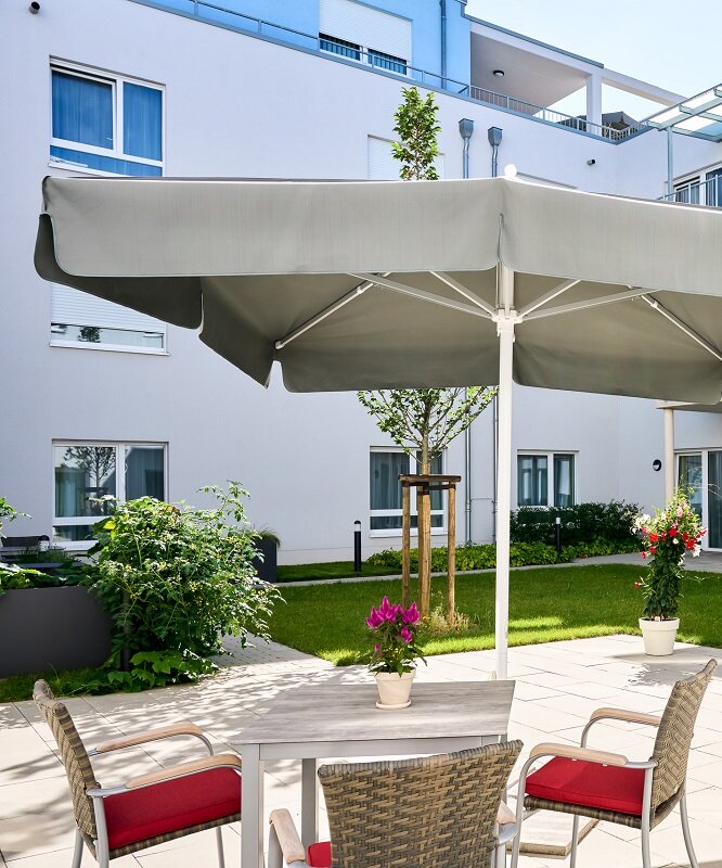 Terrasse des Seniorenheims in Düsseldorf