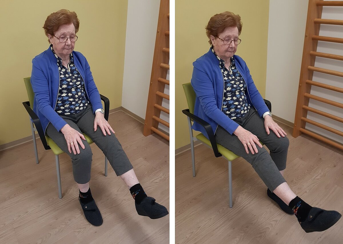 Seniorin trainiert ihre Beinmuskulatur