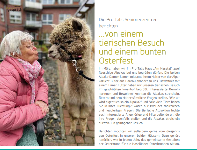 Pro Talis Alpaka Besuch und Osterfest