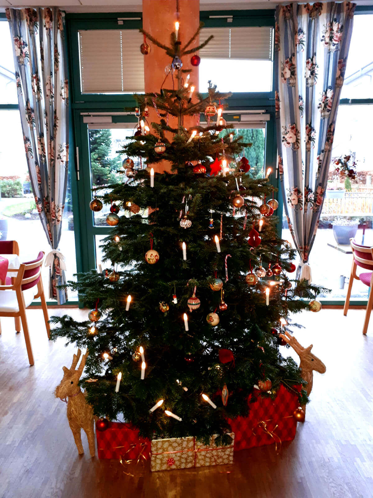Dekorierter Weihnachtsbaum im Seniorenheim "Waldersee" in Lübeck