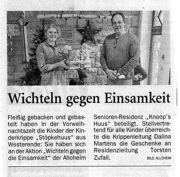 Zeitungsartikel aus dem Sonntagsblatt - Wichteln gegen die Einsamkeit