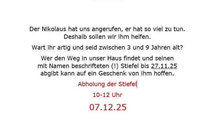 Nikolaus Aufruf => nur vom Standort Zwenkau zu nutzen