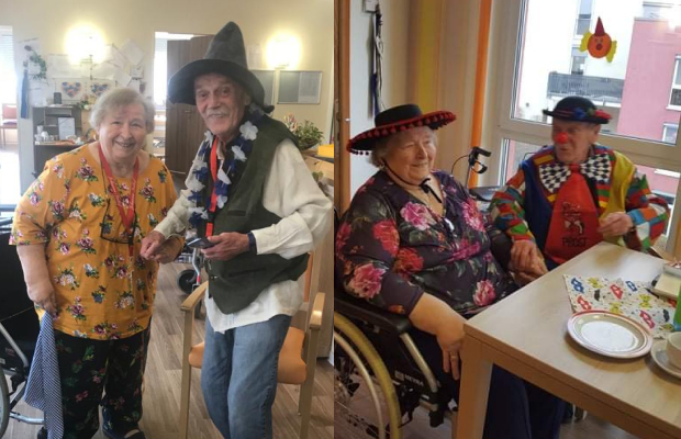 Kostümierte Mitglieder des Rentnerchors im Pflegeheim Essenheim